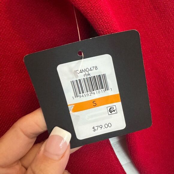 NWT SZ S Jessica Howard 3/4 Sleeve Red w/Black Scroll Sweater Dress - Picture 10 of 11